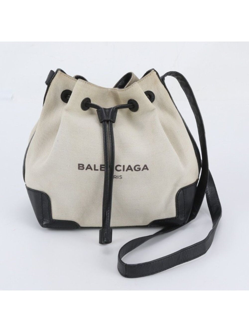Balenciaga Navy Bucket Leather Shoulder Bag